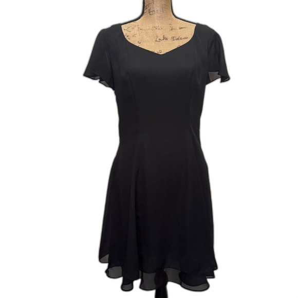 Vintage 90s Onyx Nite Little Black Dress Mini Fit & Flare Classic Hoco Size 10 - Picture 1 of 6